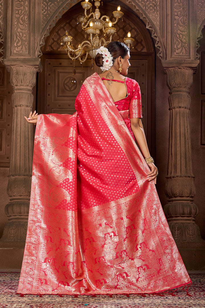 Rani pink Soft Silk Saree Weavekaari