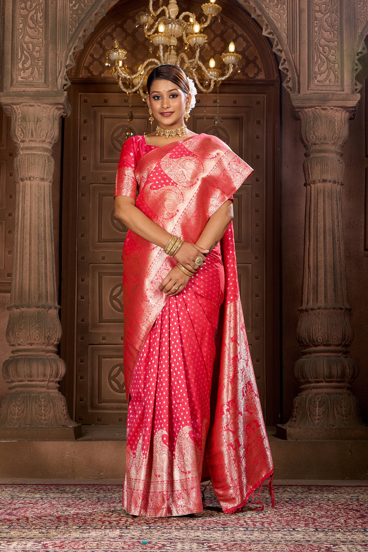 Rani pink Soft Silk Saree Weavekaari