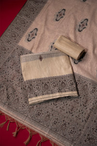 Aura Beige Muga Cotton Suit Piece