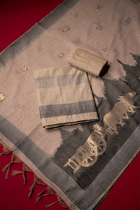 Zenith Beige Muga Cotton Suit Piece