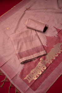 Dawn Pink Muga Cotton Suit Piece