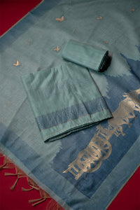 Brook Blue Muga Cotton Suit Piece