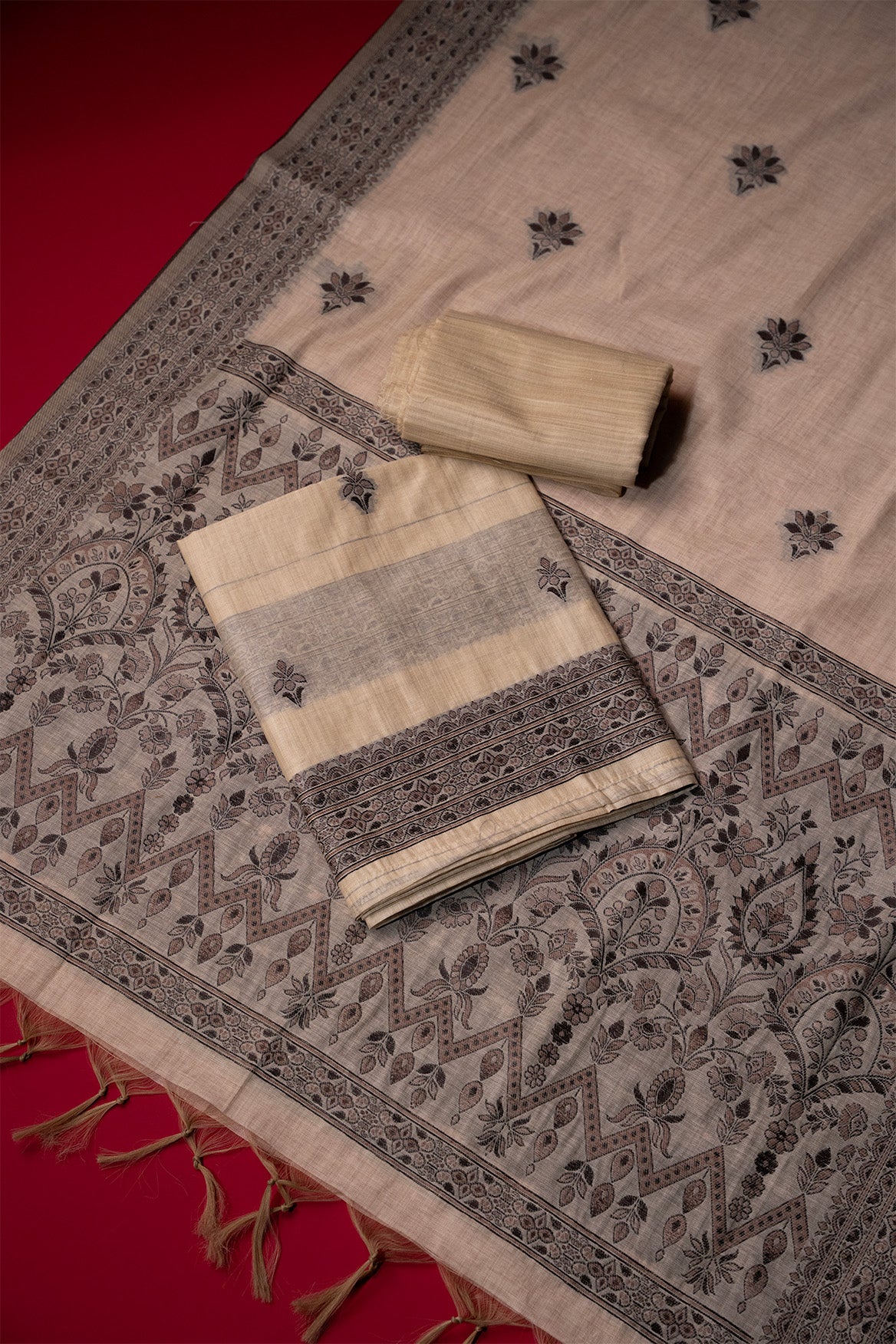 Dune Beige Muga Cotton Suit Piece