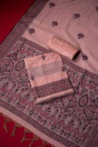 Jewel Pink Muga Cotton Suit Piece