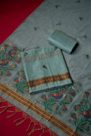 Cascade Blue Muga Cotton Suit Piece