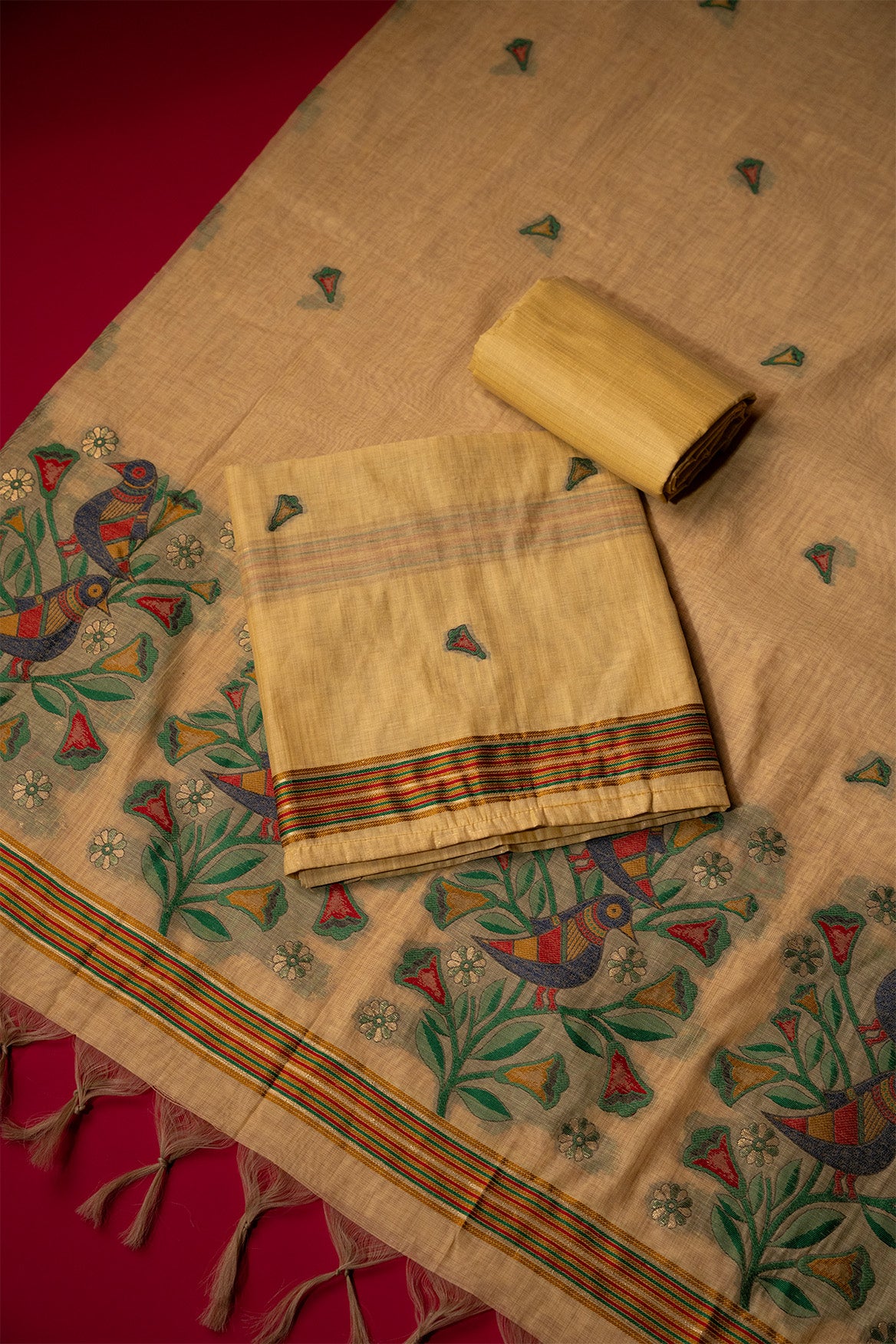 Shine Yellow Muga Cotton Suit Piece