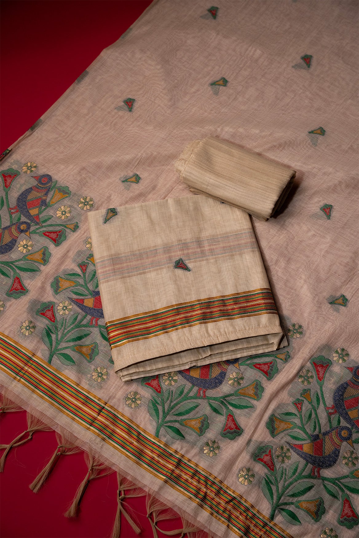 Haven Beige Muga Cotton Suit Piece