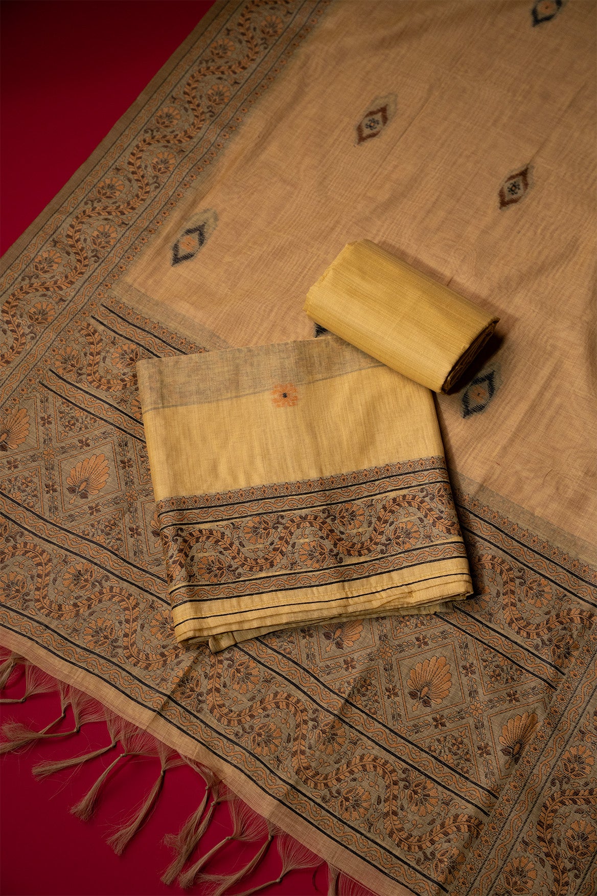 Sunny Yellow Muga Cotton Suit Piece