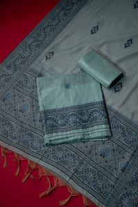 Glacier Blue Muga Cotton Suit Piece