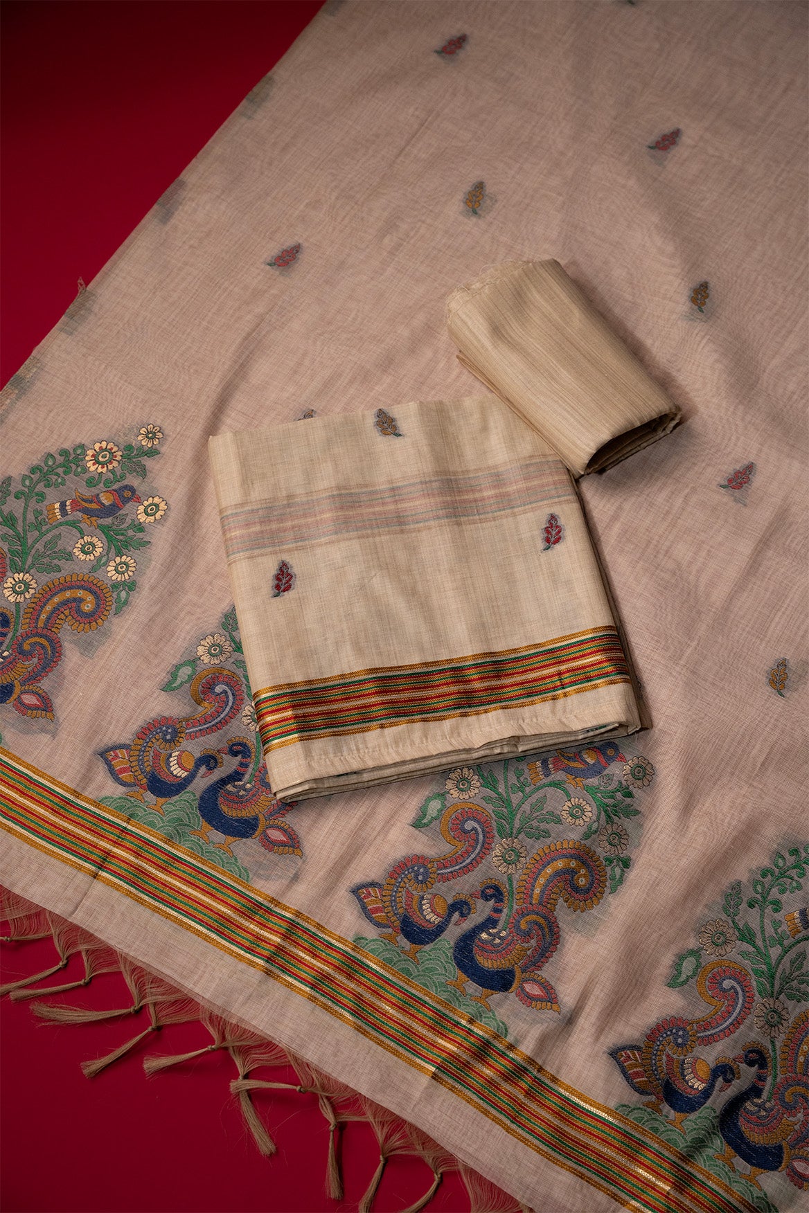 Desert Beige Muga Cotton Suit Piece