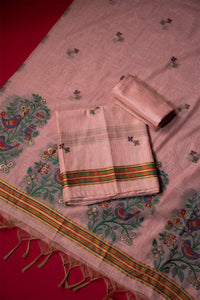 Glow Pink Muga Cotton Suit Piece