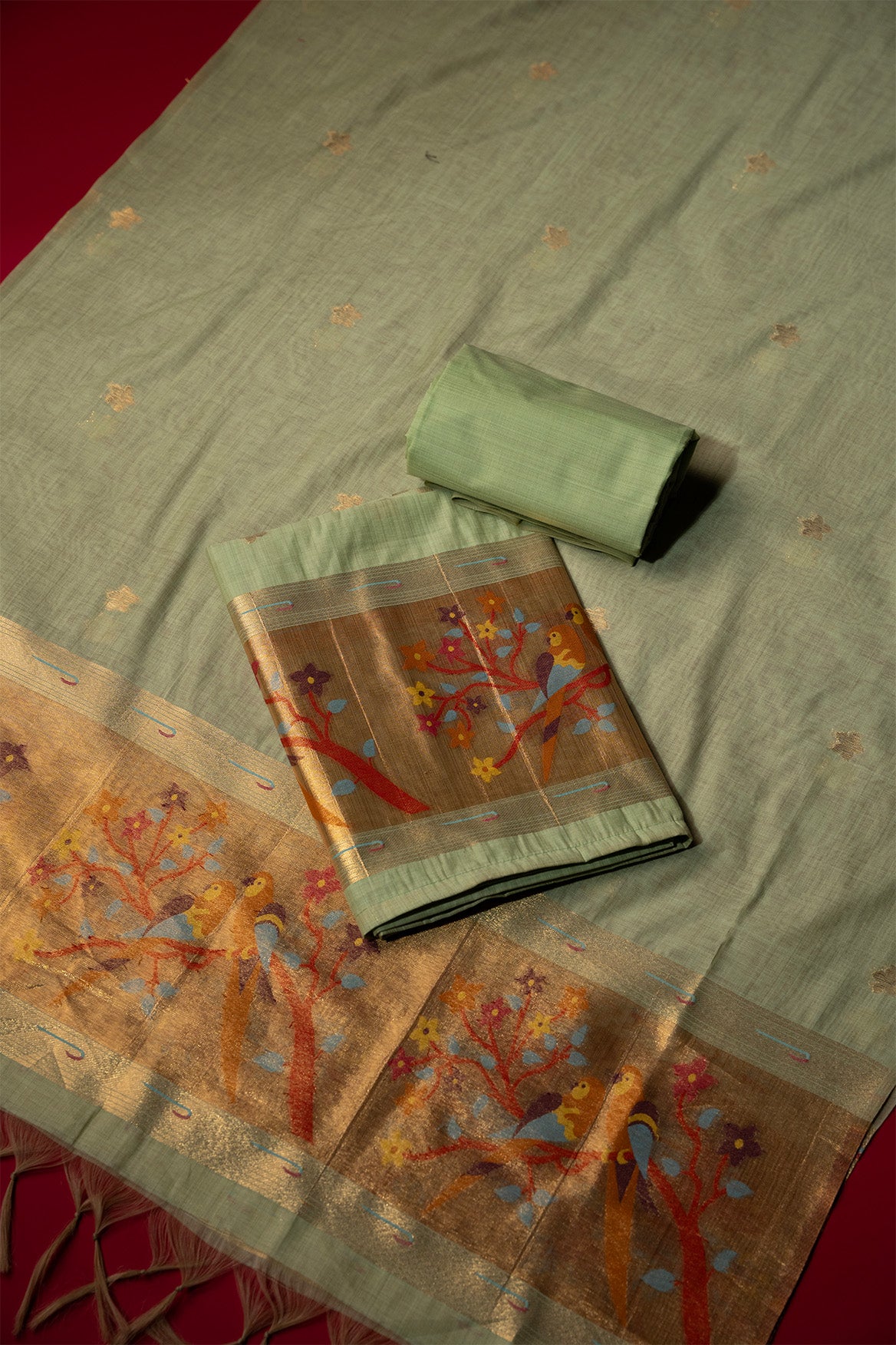 Sprite Teal Muga Cotton Suit Piece