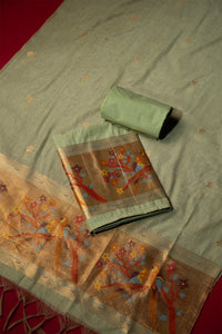 Sprite Teal Muga Cotton Suit Piece