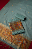 Clarity Blue Muga Cotton Suit Piece