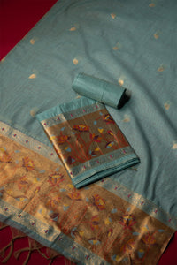 Radiance Blue Muga Cotton Suit Piece