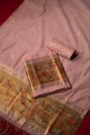 Blossom Pink Muga Cotton Suit Piece