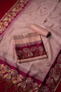 Lustre Pink Tussar Silk Suit Piece