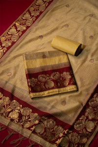 Zest Yellow Tussar Silk Suit Piece