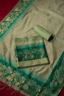 Peak Green Tussar Silk Suit Piece