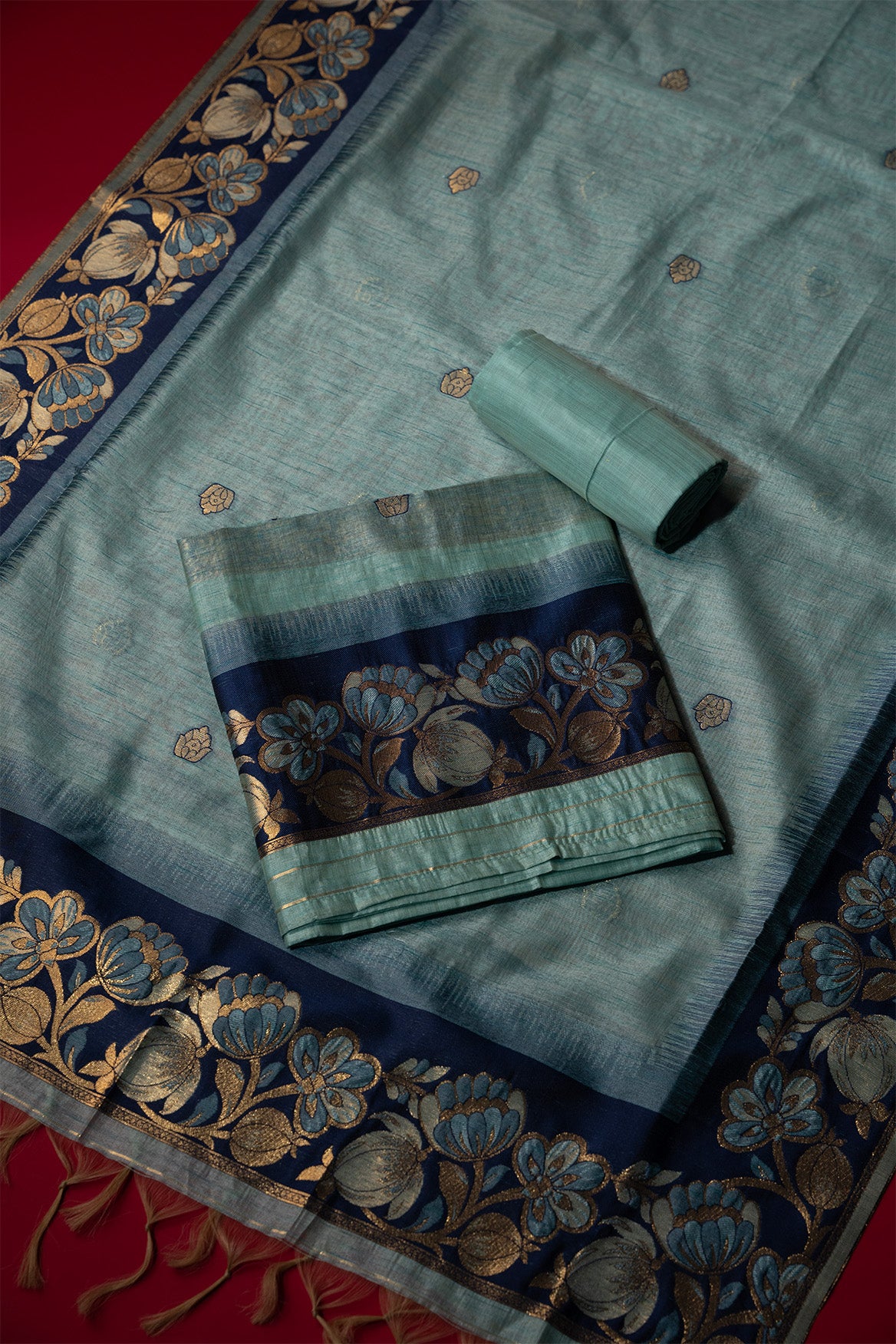Tide Blue Tussar Silk Suit Piece