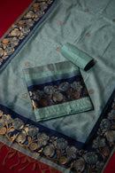 Tide Blue Tussar Silk Suit Piece