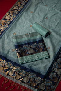 Tide Blue Tussar Silk Suit Piece