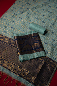 River Blue Tussar Silk Suit Piece
