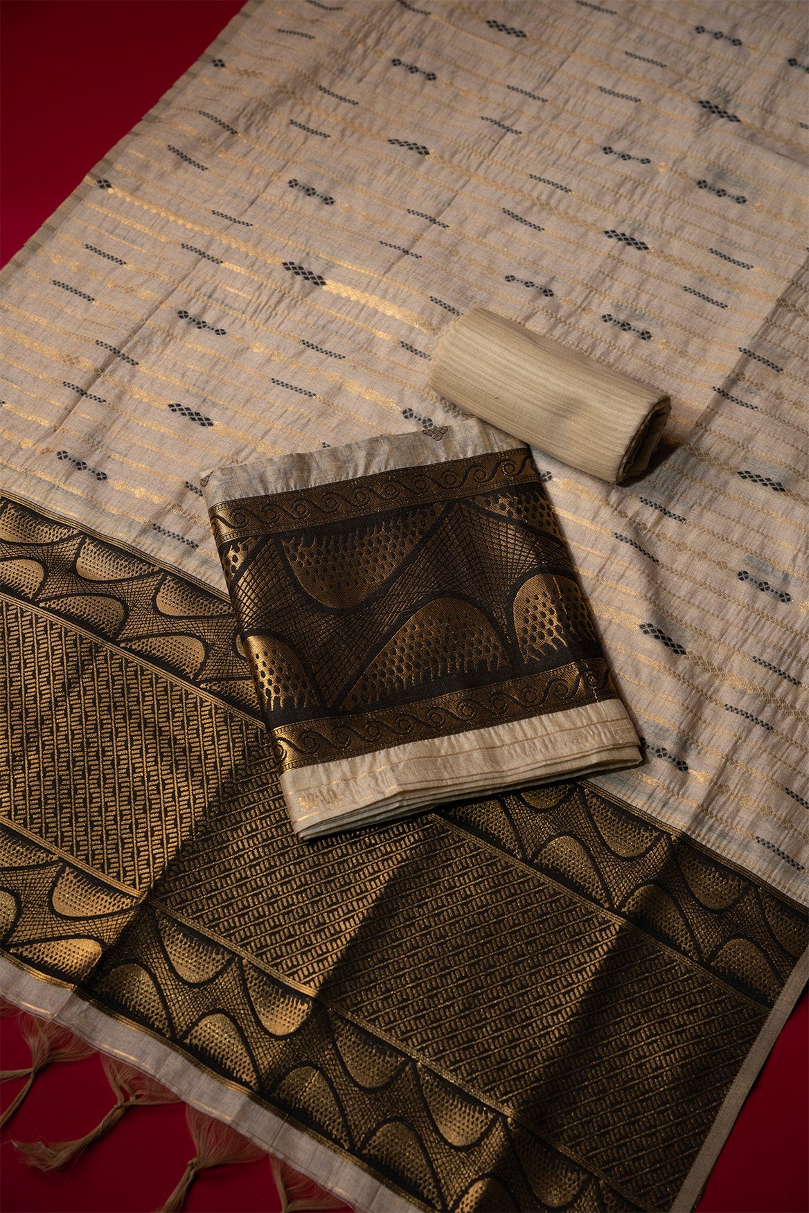 Serene Beige Tussar Silk Suit Piece