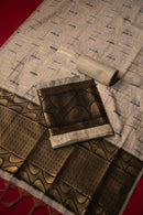 Serene Beige Tussar Silk Suit Piece