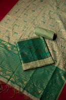 Pearl Green Tussar Silk Suit Piece