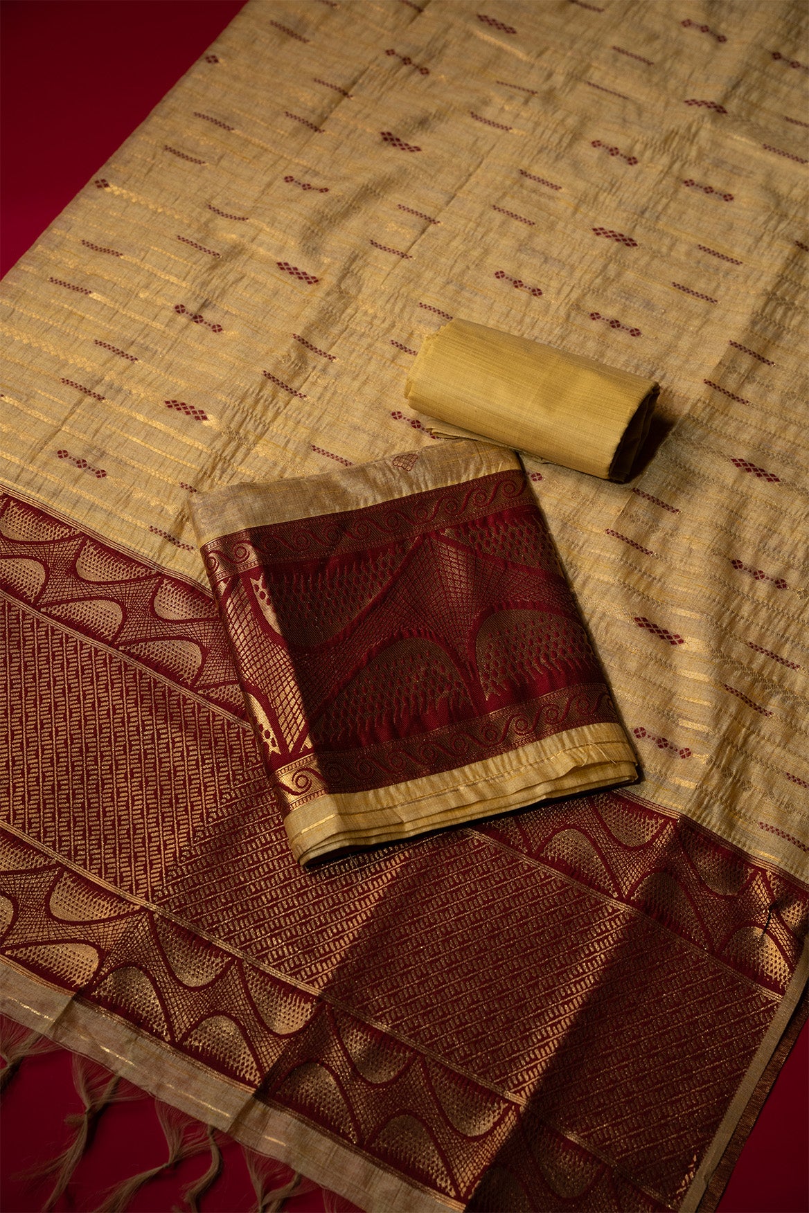 Gleam Yellow Tussar Silk Suit Piece