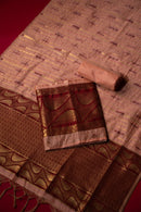 Velvet Peach Tussar Silk Suit Piece