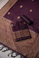 Shadow Wine Mul Chanderi Suit Piece