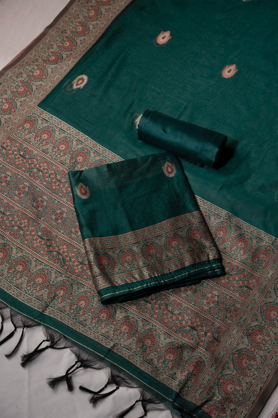 Miracle Green Mul Chanderi Suit Piece