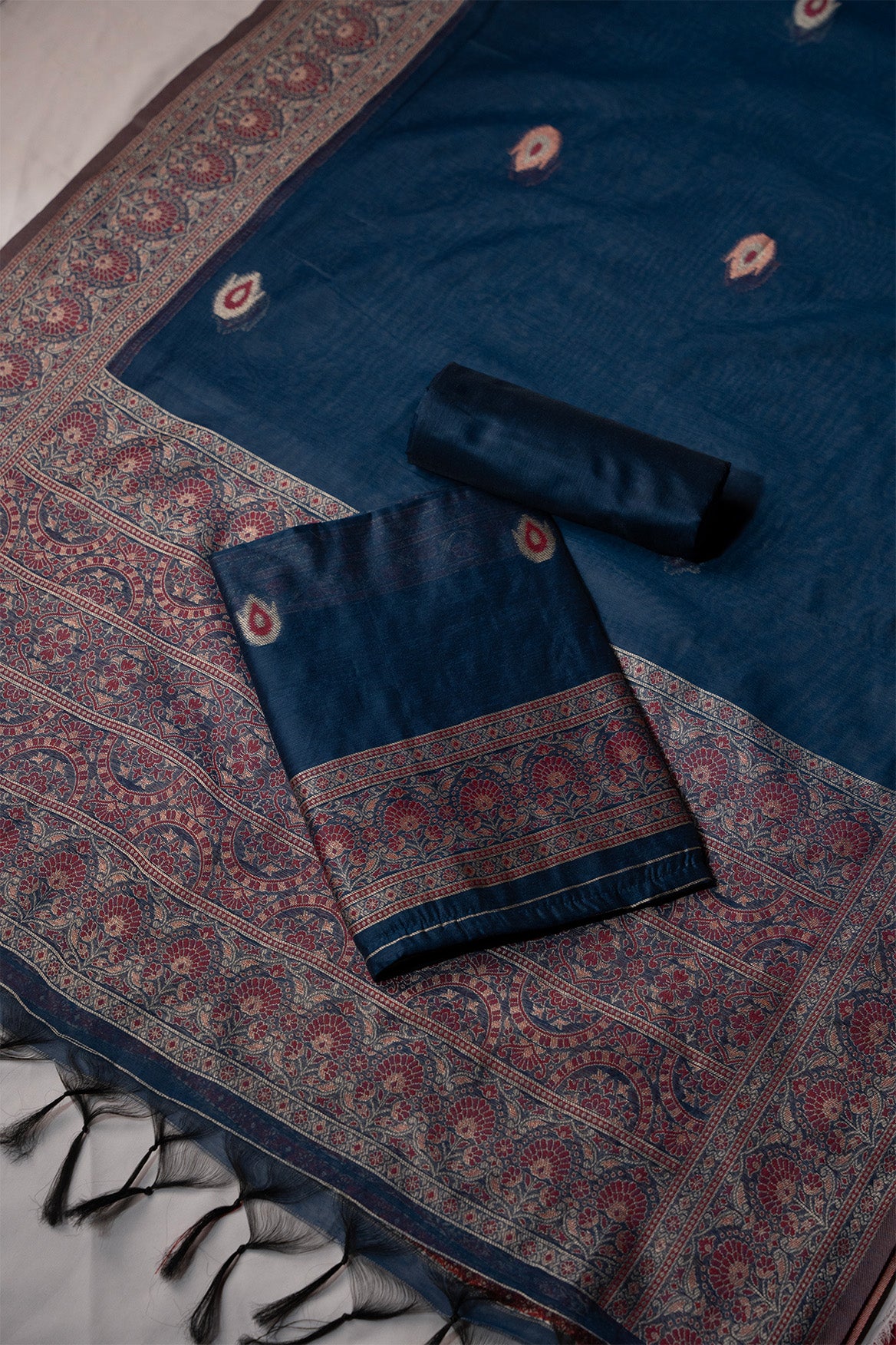 Secret Navy Mul Chanderi Suit Piece