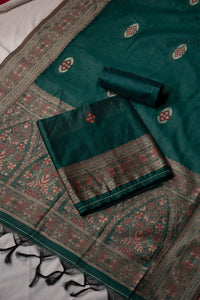 Pine Green Mul Chanderi Suit Piece