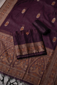 Berry Wine Mul Chanderi Suit Piece