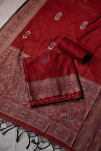 Ruby Maroon Mul Chanderi Suit Piece