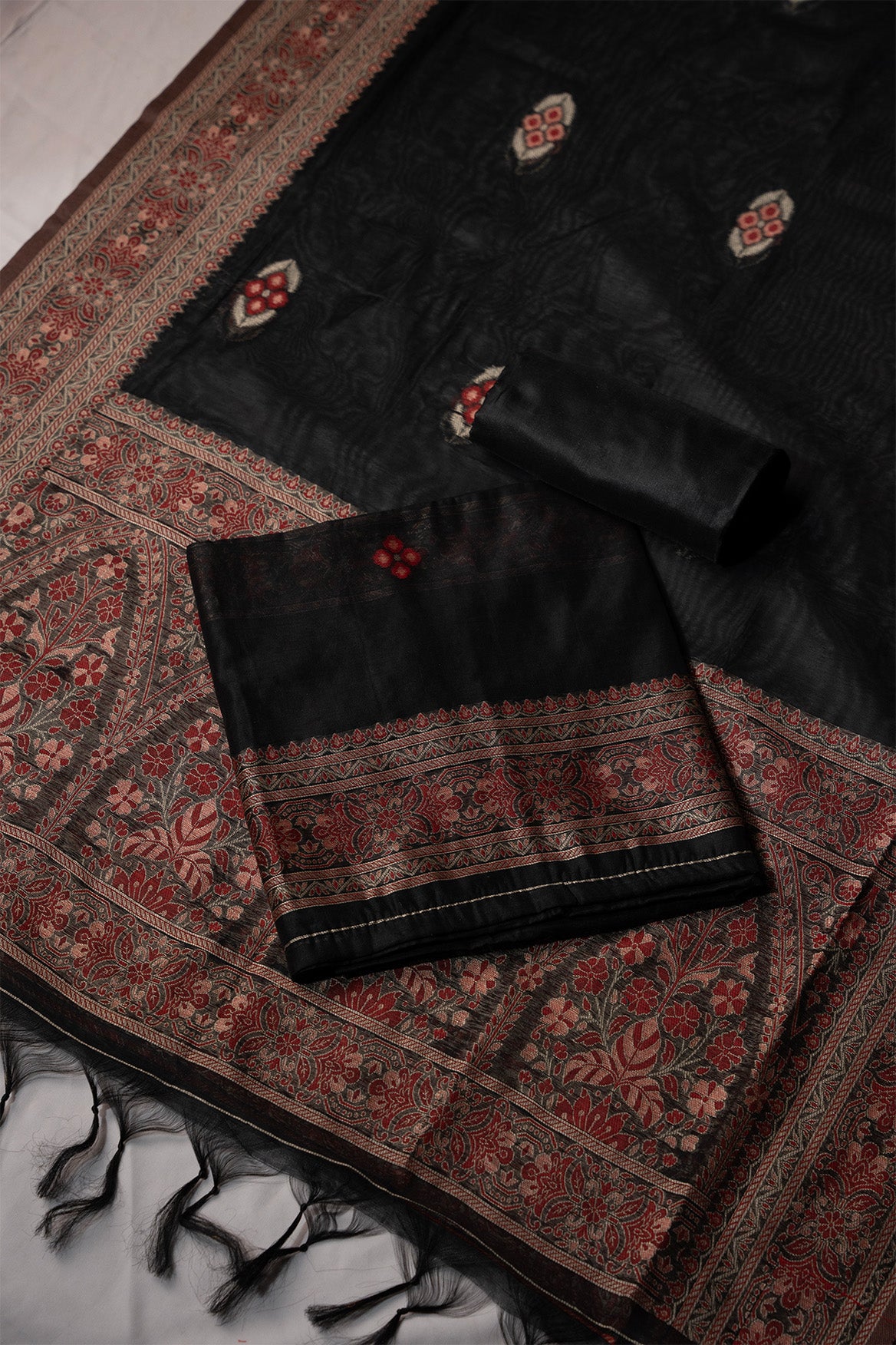 Onyx Black Mul Chanderi Suit Piece