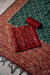 Noble Maroon Mul Chanderi Suit Piece