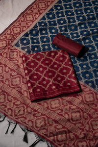 Timber Green Mul Chanderi Suit Piece