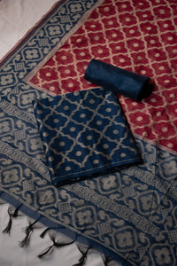 Abyss Navy Mul Chanderi Suit Piece