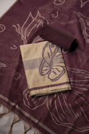 Mystic Wine Muga Cotton Suit Piece