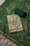 Vine Green Muga Cotton Suit Piece