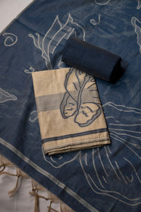 Cosmic Navy Muga Cotton Suit Piece