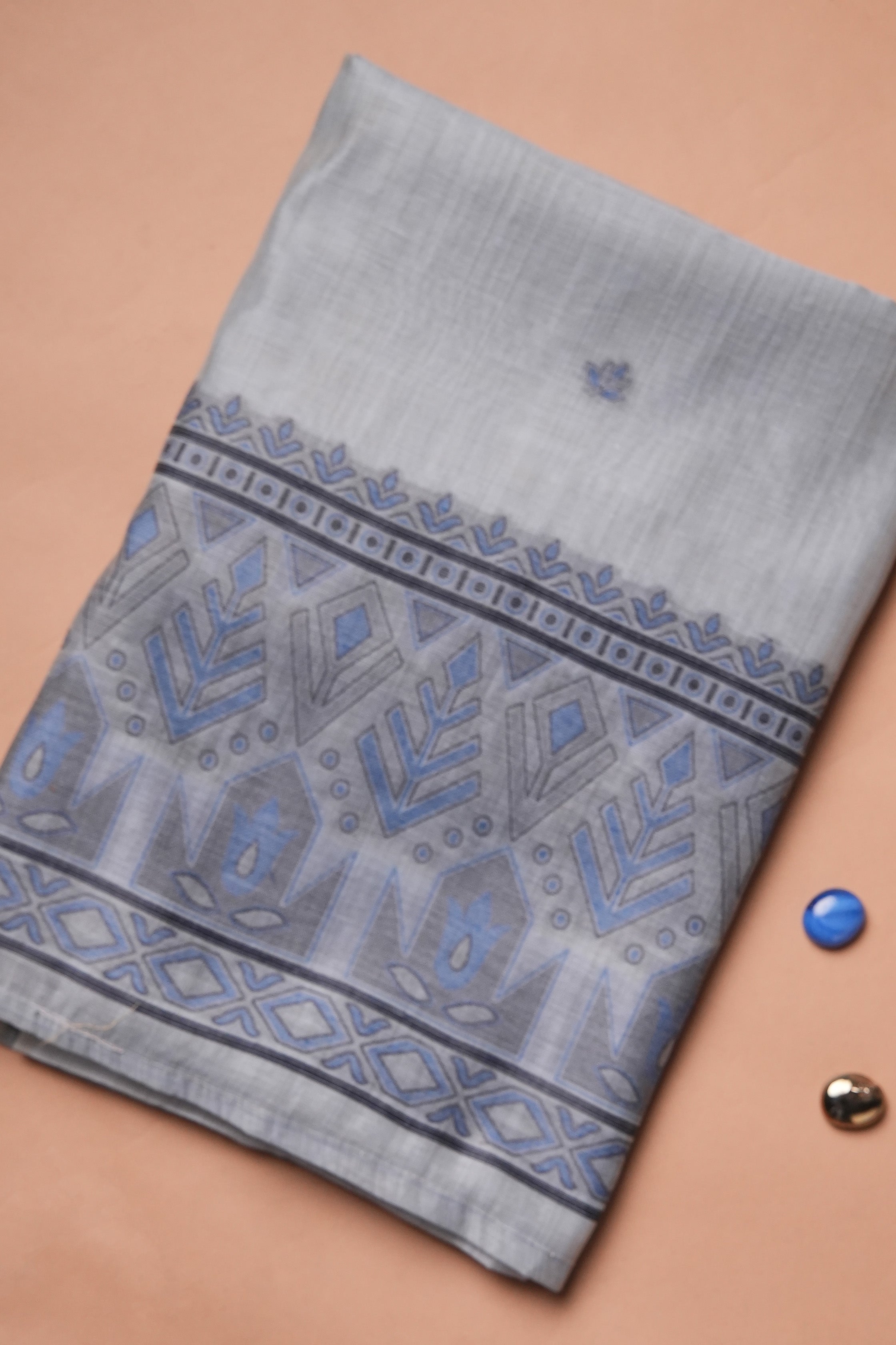 Powder Frame Kalamkari Mul Chanderi Suit Piece