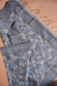 Powder Frame Kalamkari Mul Chanderi Suit Piece