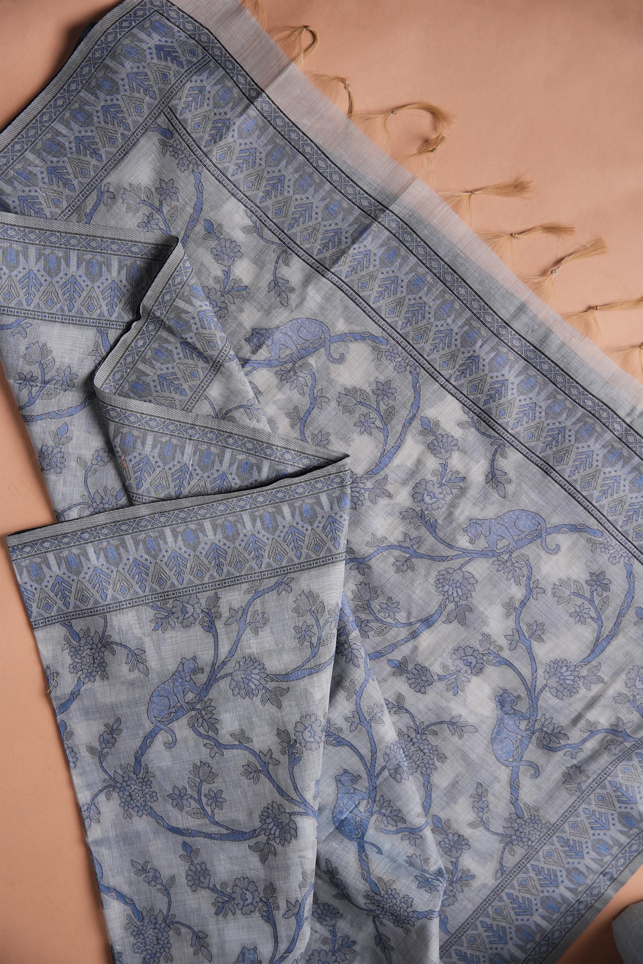 Powder Frame Kalamkari Mul Chanderi Suit Piece