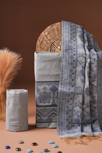 Aero Inlay Kalamkari Mul Chanderi Suit Piece