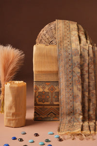 Canary Sketch Kalamkari Mul Chanderi Suit Piece